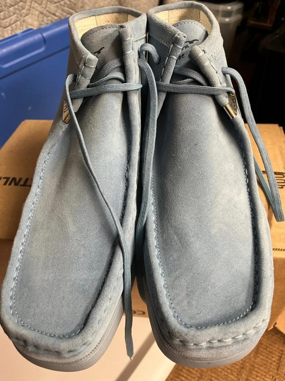 Men's Suede Chukka Boots in Dusty Light Blue - Picture 7 of 7
